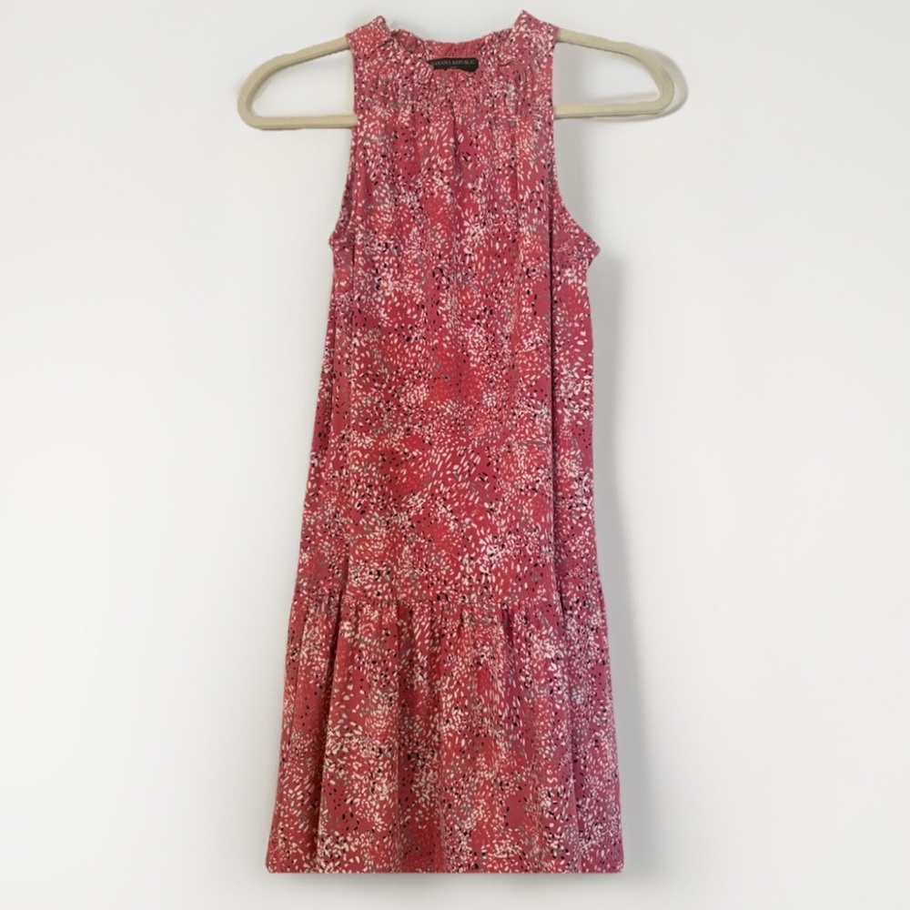 Banana Republic Pink Confetti Midi Dress XS Tall Petite Sleeveless Fit & Flare